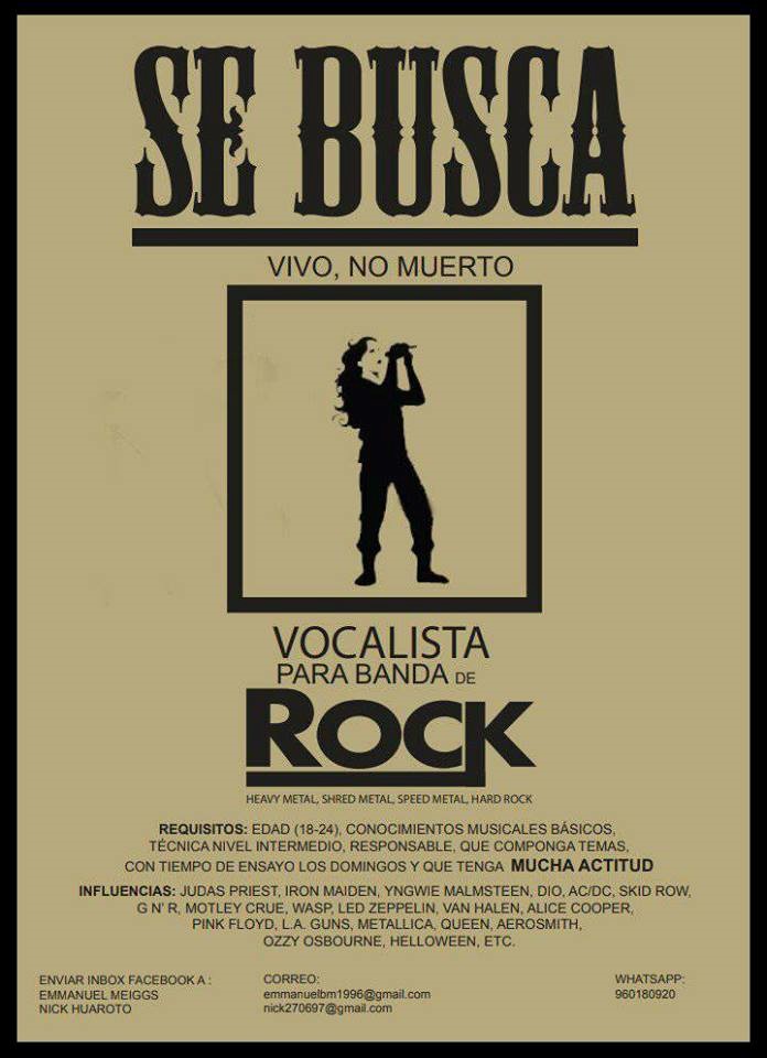 SE BUSCA VOCALISTA